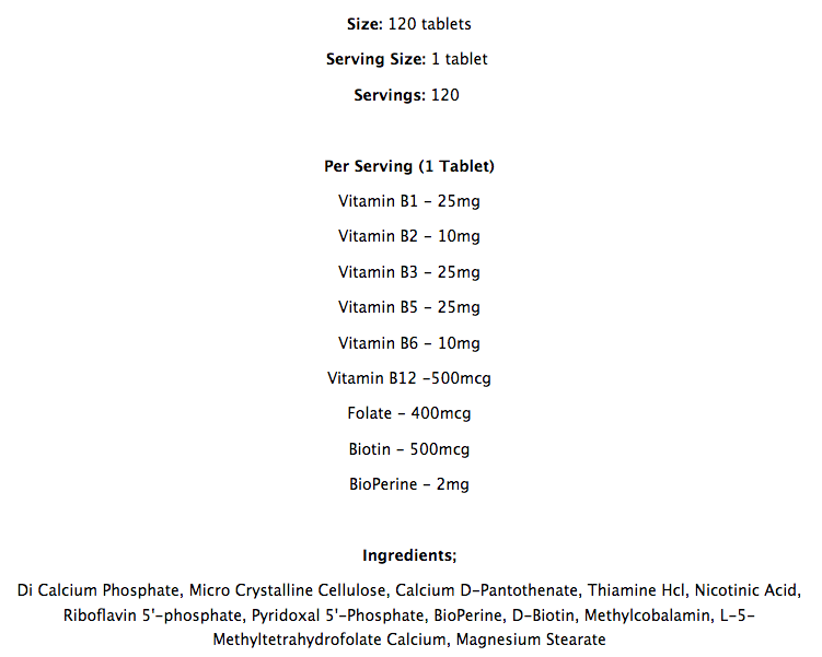 Supplement Needs - Vitamin B Complex | 120 Servings