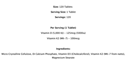 Supplement Needs - Vitamin D3 + K2 | 120 Servings